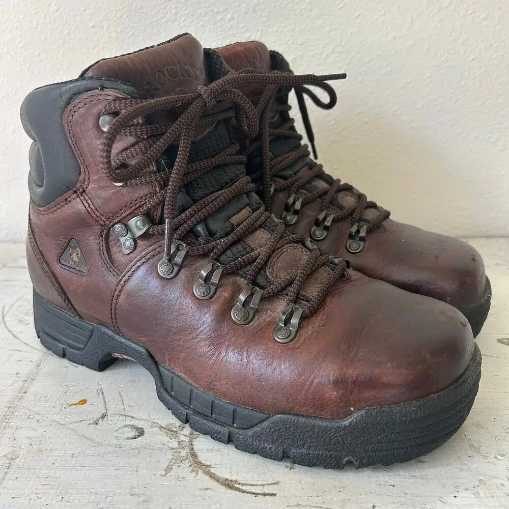Vintage Rocky 6114 Steel Toe Waterproof Leather Work Boots hiking outdoor 9.5 W